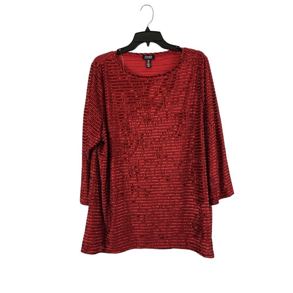 Jones New York Women's Ruby Red & Black Blouse